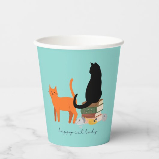 Happy Cat Lady Papieren Bekers (Voorkant)