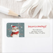 Happy Cat Meow Christmas Retour Adreslabel Etiket (Insitu)