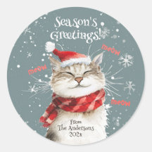 Happy Cat Meow Kerst sticker