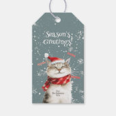 Happy Cat Meow Kerstcadeau Label Cadeaulabel (Voorkant)