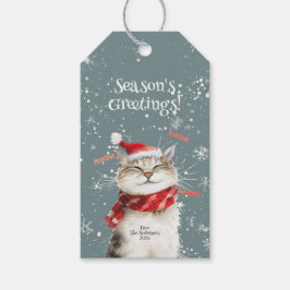 Happy Cat Meow Kerstcadeau Label Cadeaulabel