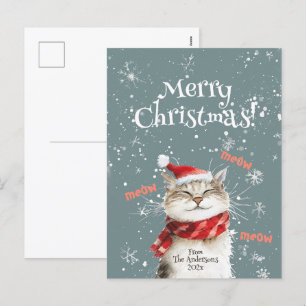 Happy Cat Merry Christmas Briefkaart