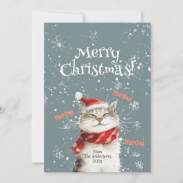 Happy Cat Merry Christmas Flat Holiday Kaart