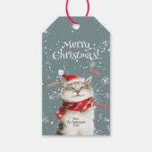 Happy Cat Merry Christmas Gift Label Cadeaulabel (Voorkant)