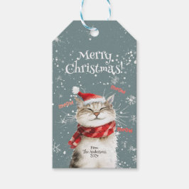 Happy Cat Merry Christmas Gift Label Cadeaulabel