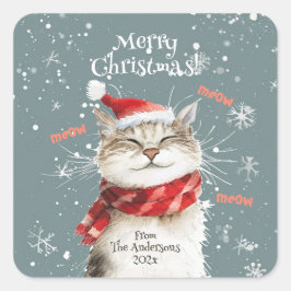 Happy Cat Merry Christmas Sticker