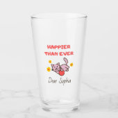 Happy Cat met bloemen Glas (Voorkant)