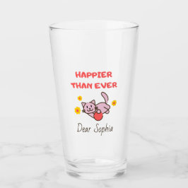 Happy Cat met bloemen Glas
