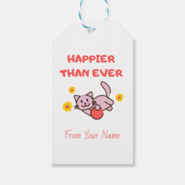 Happy Cat met Flowers Gift Labels Cadeaulabel