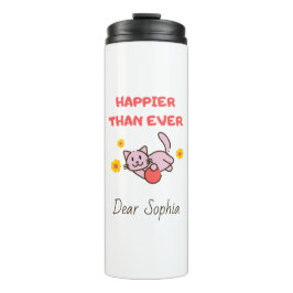Happy Cat met Flowers Roestvrij Thermosbeker