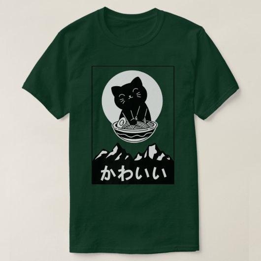 Happy Cat met Ramen T-shirt (Design voorkant)