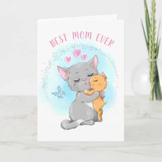 Happy Cat moeder briefkaart beste moeder cadeau mo (Voorkant)