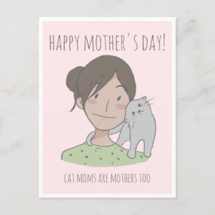 Happy Cat Moederdag Gift Labels Briefkaart