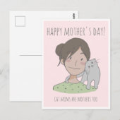 Happy Cat Moederdag Gift Labels Briefkaart (Voorkant / Achterkant)