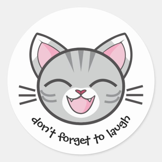Happy Cat motiveert One tot Laugh Ronde Sticker (Voorkant)