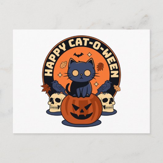 Happy Cat-O-Ween Briefkaart (Voorkant)