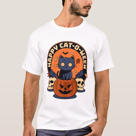 Happy Cat-O-Ween T-shirt (Voorkant)