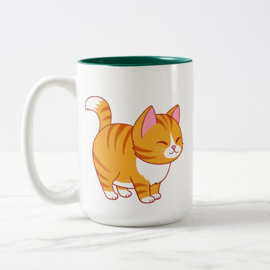 Happy Cat Oranje Tabby Tweekleurige Koffiemok (Links)
