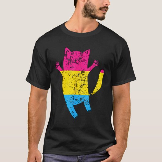 Happy Cat Pansexual Flag T-shirt (Voorkant)