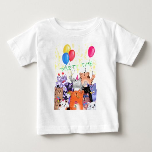 Happy Cat Party Baby T-Shirt (Voorkant)