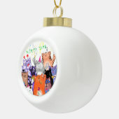 Happy Cat Party Cartoon Funny Cats Keramische Bal Ornament (Rechts)