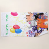 Happy Cat Party Cartoon Tekening - Cute Funny Cats Strandlaken (Voorkant)