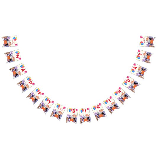 Happy Cat Party Cartoon Tekening - Happy Birthday Vlaggetjes (Alle)