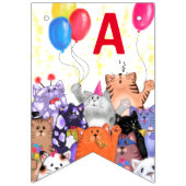 Happy Cat Party Cartoon Tekening - Happy Birthday Vlaggetjes (Derde vlag)