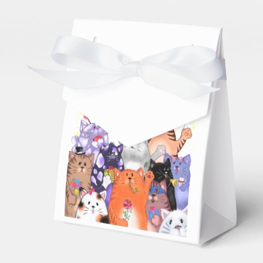 Happy Cat Party geschenkdoos - aangepaste tekstnaa Bedankdoosjes (Voorkant Zijde)