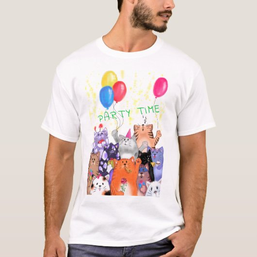 Happy Cat Party Grappig T-shirt (Voorkant)