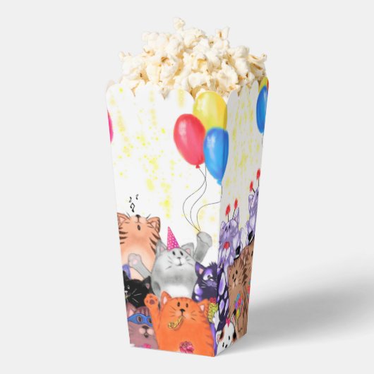 Happy Cat Party Popcorn Box Bedankdoosjes (Popped)