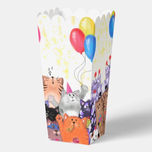 Happy Cat Party Popcorn Box Bedankdoosjes (Voorkant)