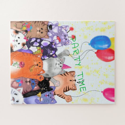 Happy Cat Party Puzzle Cartoon Funny Cats Legpuzzel (Horizontaal)