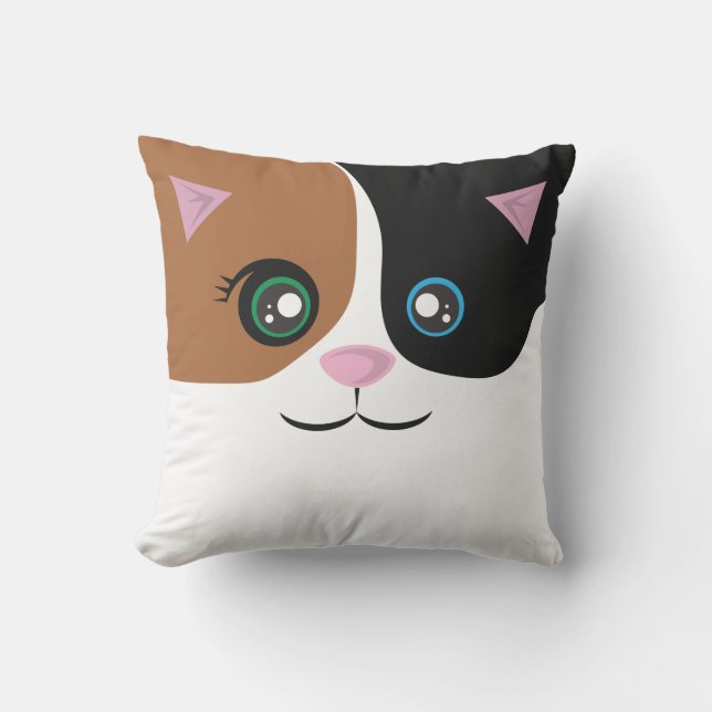 Happy Cat Pillow - Calico Buitenkussen (Voorkant)