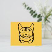 Happy Cat Post Kaart (zwart op geel) (Staand voorkant)