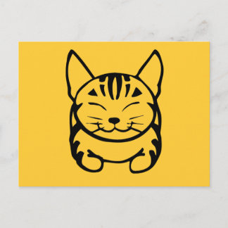 Happy Cat Post Kaart (zwart op geel)