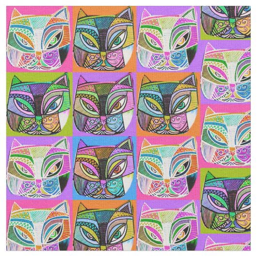 Happy Cat Rainbow Stof (Close Up)