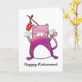 Happy Cat Retirement Kaart (Gele Bloem)