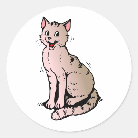 Happy Cat Ronde Sticker (Voorkant)