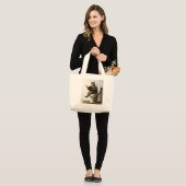 Happy Cat: Schattige kittenontwerp voor kattenlief Grote Tote Bag (Voorkant (model))