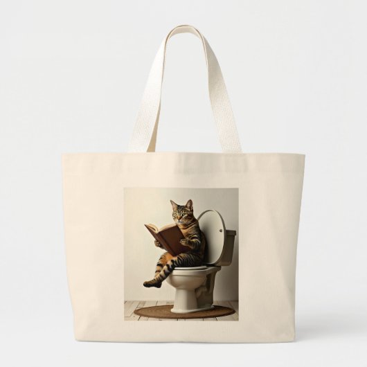Happy Cat: Schattige kittenontwerp voor kattenlief Grote Tote Bag (Voorkant)