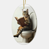Happy Cat: Schattige kittenontwerp voor kattenlief Keramisch Ornament (Links)