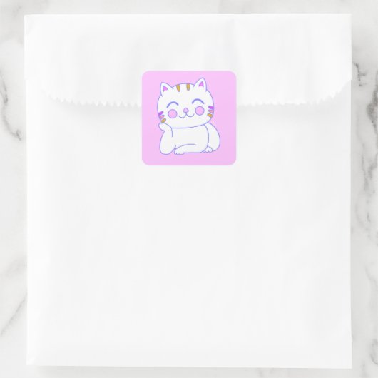 Happy Cat Square Stickers (Tas)
