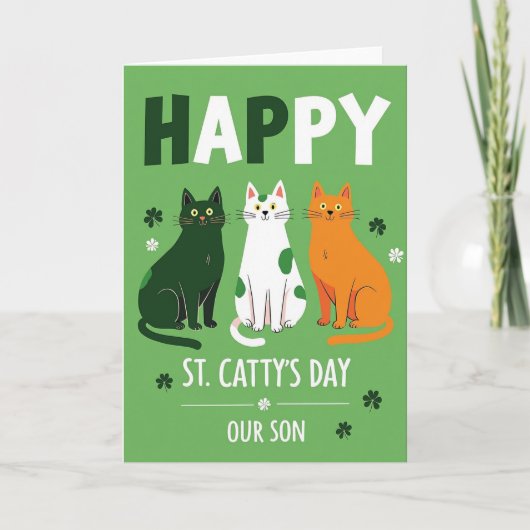 Happy Cat St Cattys Day Son Card Kaart (Voorkant)