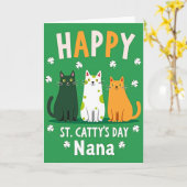 Happy Cat St Pattys Day Nana Card Kaart (Gele Bloem)