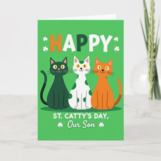 Happy Cat St Pattys Day Son Card Kaart (Voorkant)