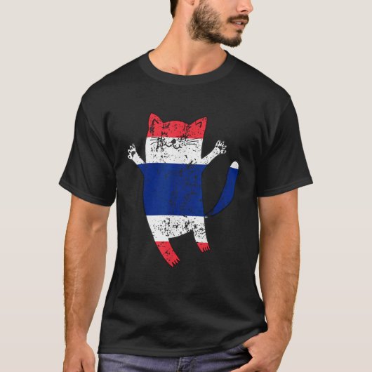 Happy Cat Thailand Flag  T-shirt (Voorkant)