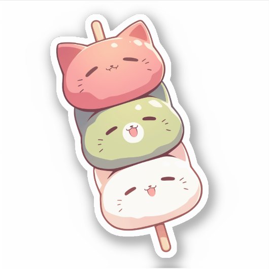 Happy Cat Tri-color Dango Sticker (Voorkant)