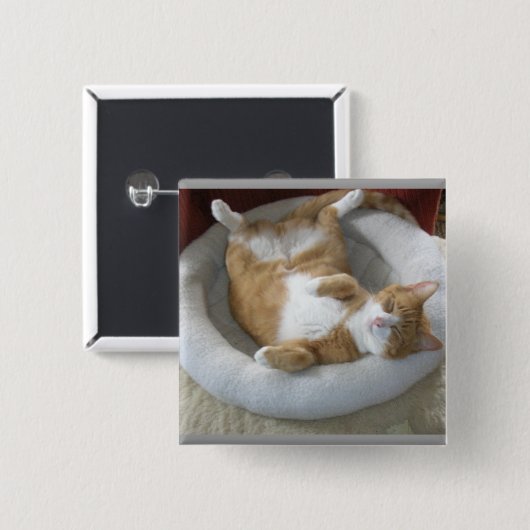 Happy Cat Vierkante Button 5,1 Cm (Voorkant /achterkant)