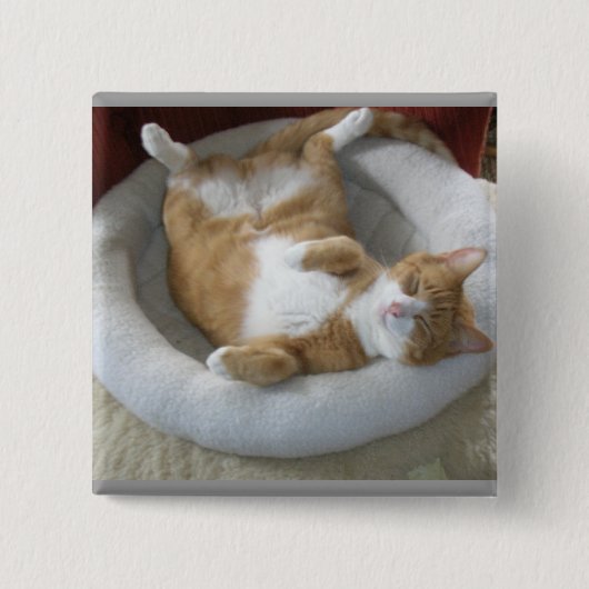 Happy Cat Vierkante Button 5,1 Cm (Voorkant)